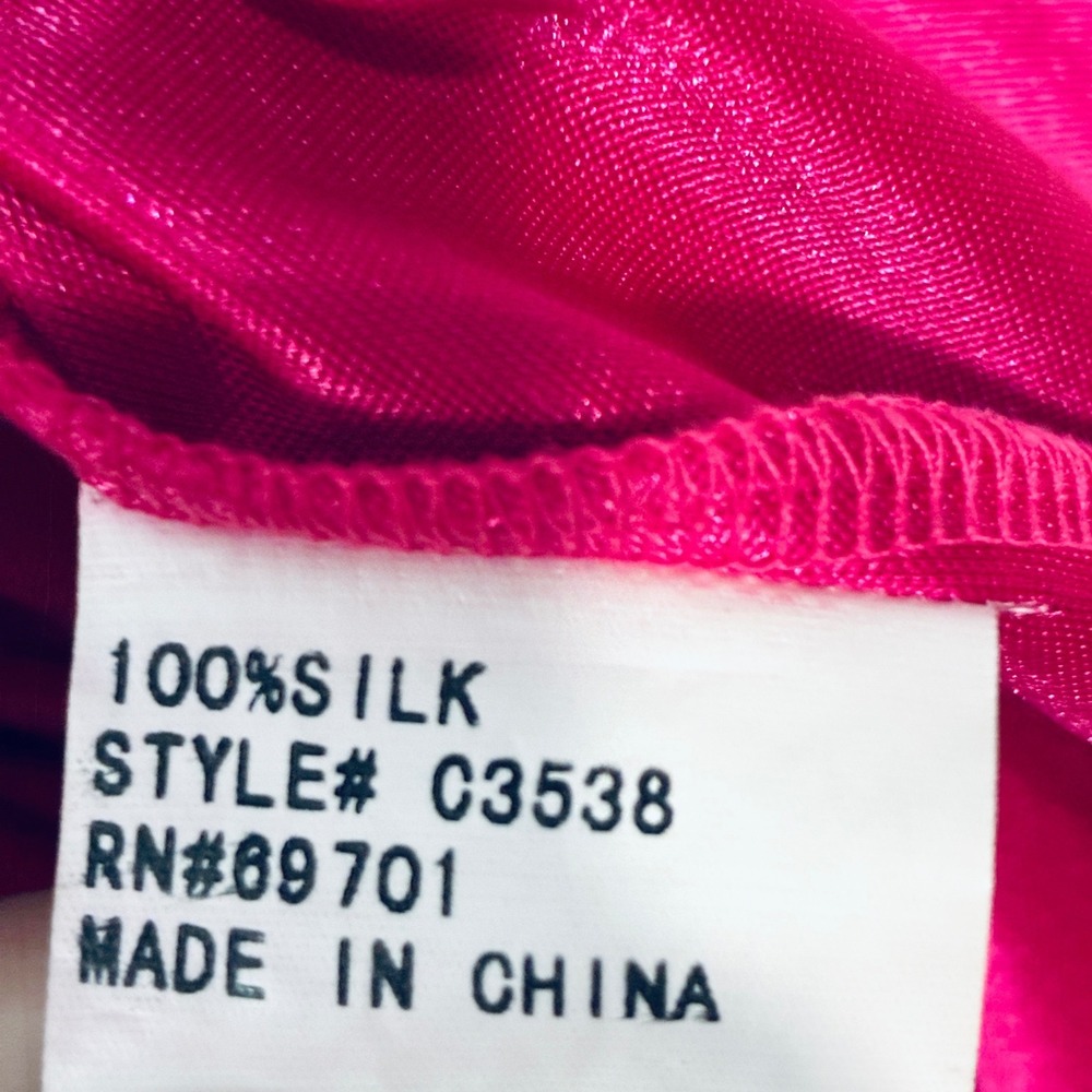 Y2K Sue Wong Silk Babydoll Slip Dress 10 Pink Orange Tropical Mod Retro 90s - Picture 11 of 15